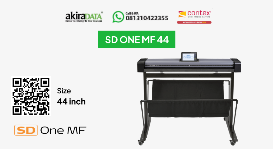 Scanner Contex SD One MF 44 – Sistem MFP (Multi-Function Printer) terintegrasi full color format besar (44 inci) dengan touchscreen.