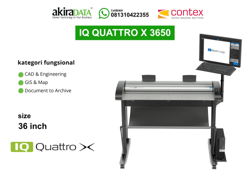 Scanner Contex IQ Quattro X 3650 – Pemindai full color format besar (36 inci) berkecepatan tinggi untuk CAD & Engineering, GIS & Map, dan kearsipan.